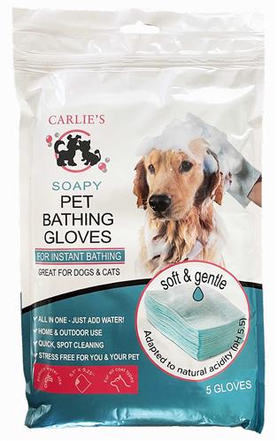 Soapy Pet Bathing Gloves 5 Pack for Dogs & Cats